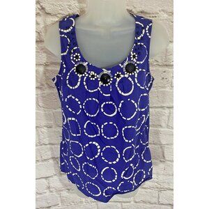 BODEN US 4 Purple‎ Geo Tank Top Beads Embellished Studs Cotton Cami Colorful